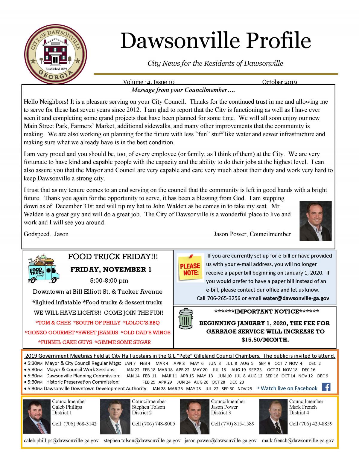 October 2019 Newsletter 